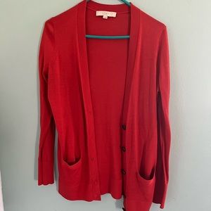 Loft red/orange cardigan